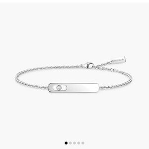 Messika Minimalist Silver Bar Bracelet with Single Diamond